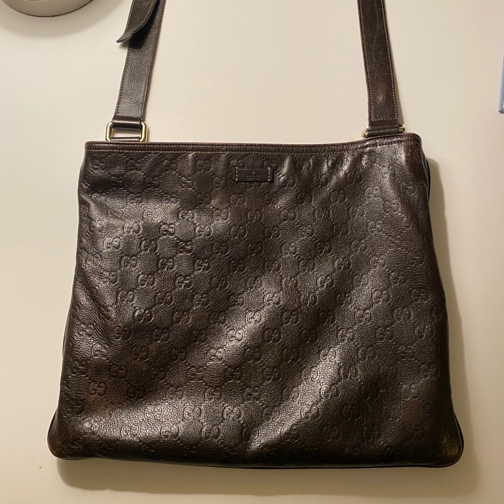 Gucci Ziptop Messenger Bag (Brown)